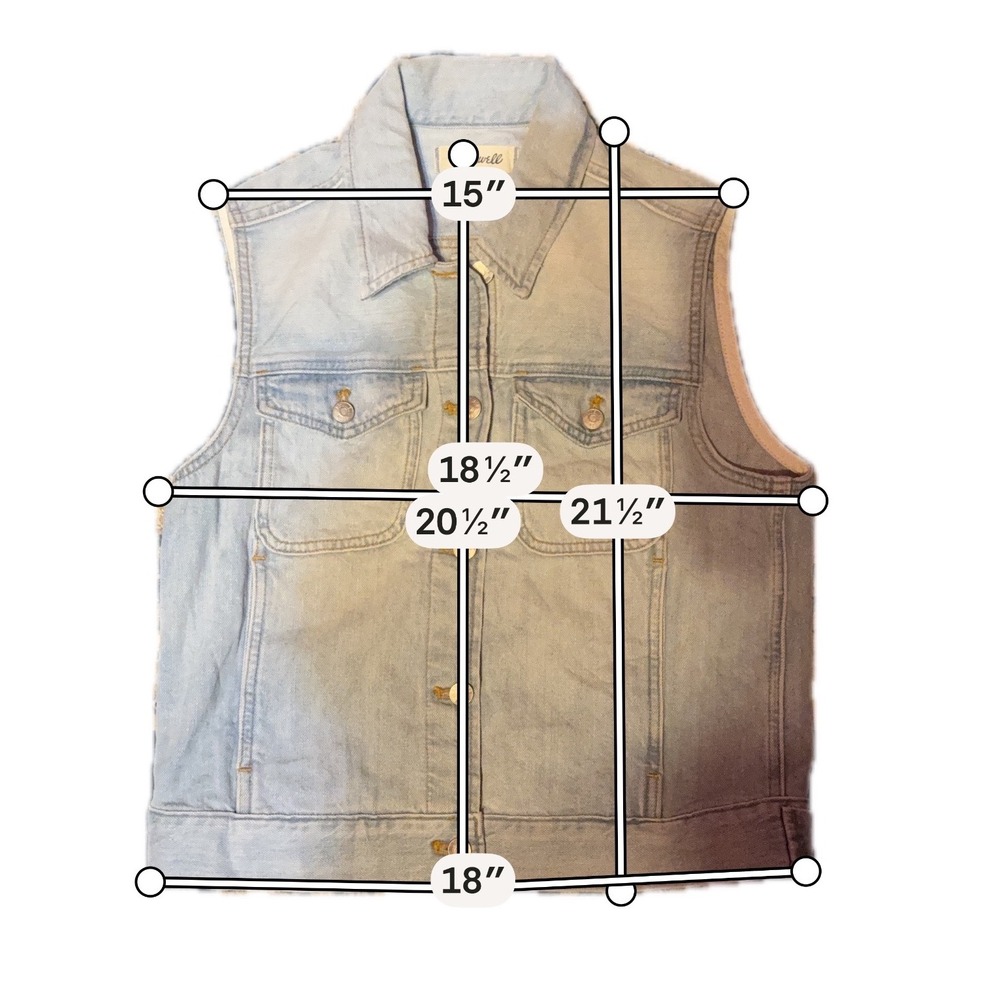 Madewell Women Small Light Wash Denim Trucker Vest Blue Button Up Western Moto - Picture 9 of 10